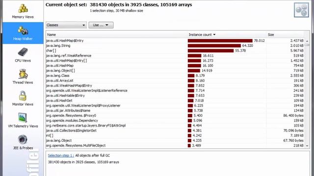 Inspections in JProfiler's heap walker (HD) смотреть онлайн