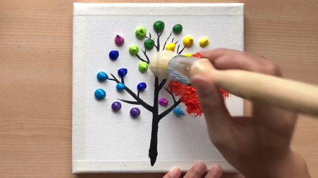 The easiest way to paint a rainbow tree? | Acrylic painting for beginners смотреть онлайн