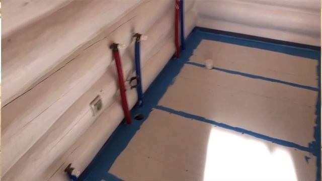 Монтаж керамической плитки в бревенчатом доме. РусЛесГрупп