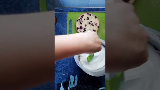 Фиолетовый торт с муссом из черной смородины сборка в кольце