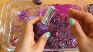Mixing'Purple Shose'Eyeshadow,Makeup and glitter Into Slime!Satisfying Slime Video!★ASMR★