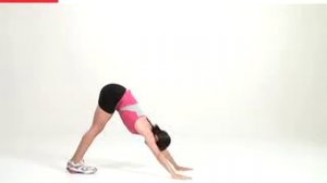 lunge jumps exercise. downward dog yoga pose. workout routine for women