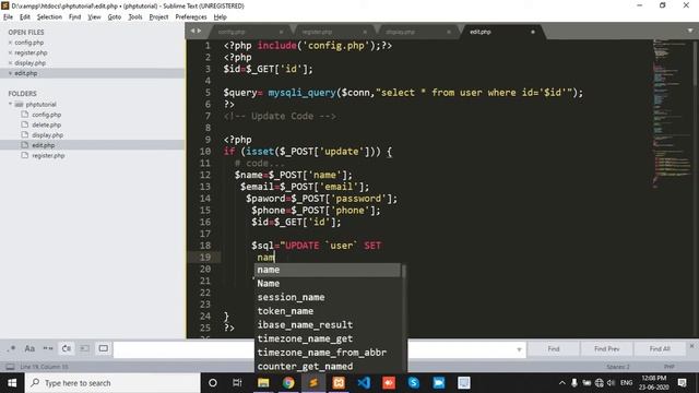 how to update data from database in php using mysqli || how to edit data in php using form