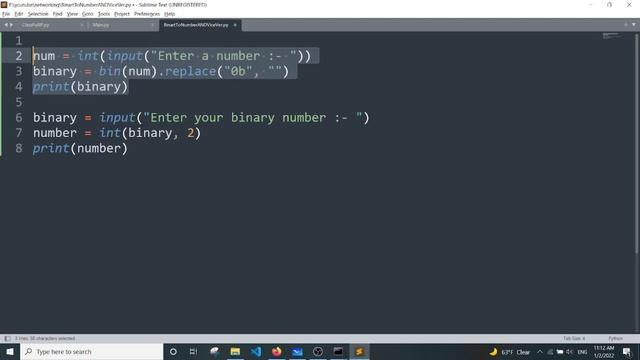 Python Program to convert decimal to binary & Binary to decimal | Automate the binary to decimal ve