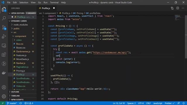 Dynamic Profile Card Generator Using React and Axios смотреть онлайн
