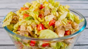 Вкусный и простой салат из куриного филе и болгарского перца