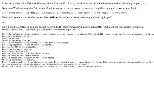Remote docker host via API without HTTPS, only HTTP смотреть онлайн