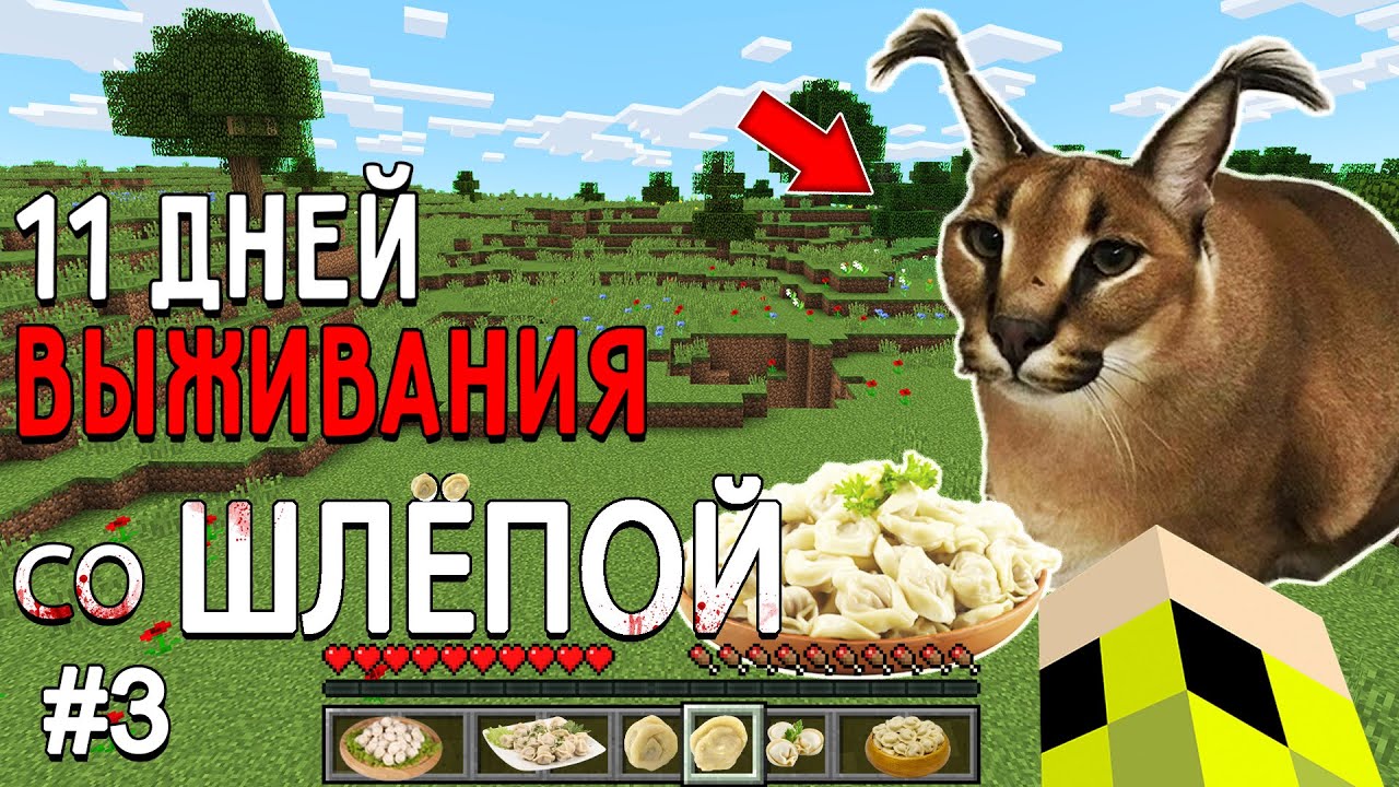 11 Дней Выживания со ШЛЁПОЙ в Мире майнкрафт ! Страшный сид FLOPPA MINECRAFT #3