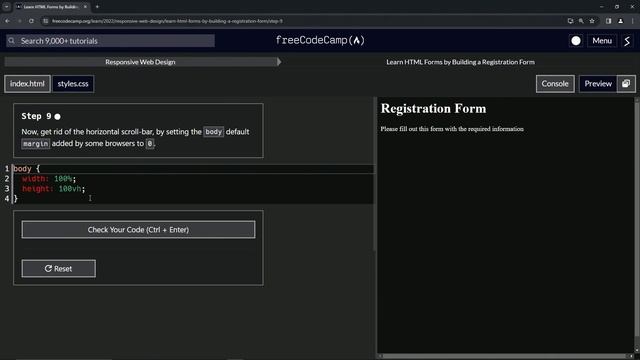 Learn HTML Forms by Building a Registration Form - Step 9