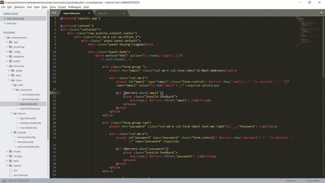 Laravel Application | Customising Login Page Layout | 21