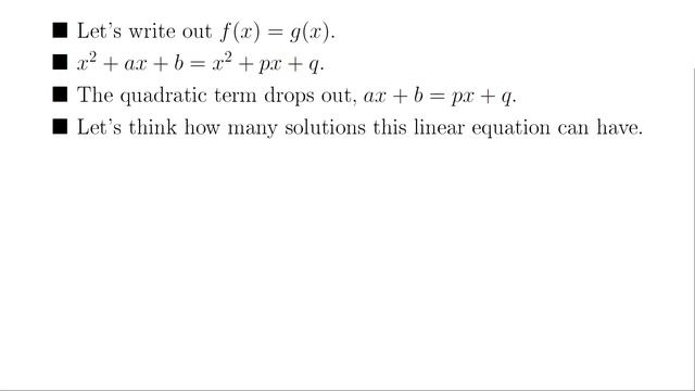 Equality of Quadratic Polynomials. YDRM #9