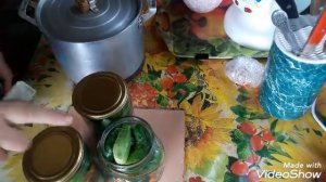 Огурцы с бархатцами...