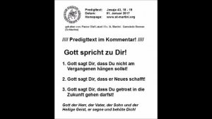 01.01.2017 - Gott spricht zu Dir!