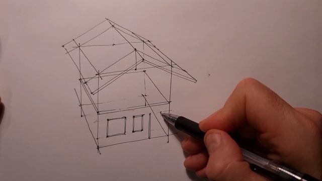 Как нарисовать дом в перспективе. смотреть онлайн
