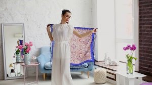 Платок шерстяной с шелковой бахромой "Средь густых ветвей", вид 14