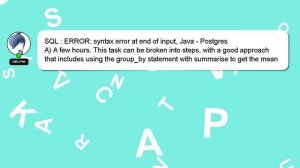 SQL : ERROR: syntax error at end of input, Java - Postgres