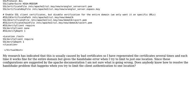 Client certificate authentication sslv3 alert handshake failure when Location directive is set смотреть онлайн