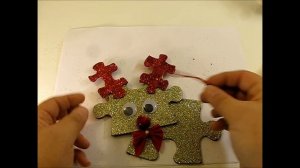 DIY Puzzle Reindeer Christmas Ornament -  Christmas Crafts For Kids