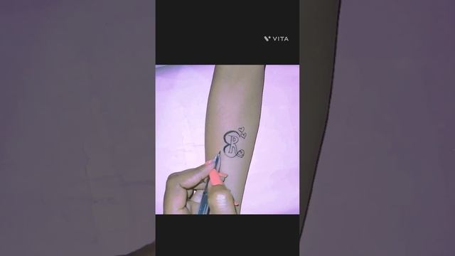 How to make tattoo||?.R. later design|| heart and very simple.R. later design (R.later and.heart)