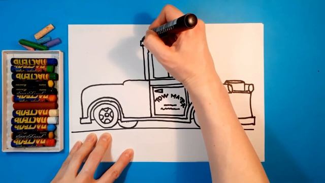 Как нарисовать МЭТРА (м/ф ТАЧКИ). Рисуем с детьми. How to draw a MATER (CARS). смотреть онлайн