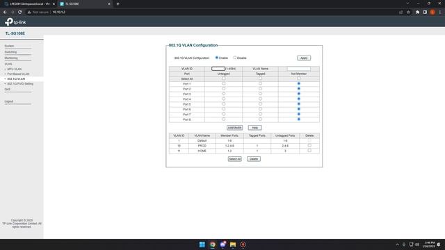 Switch VLAN setup TP Link TL-SG108E смотреть онлайн