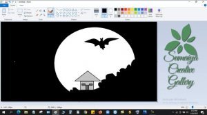 Night Sky Moon Scenery By Computer paint || MS Paint drawing