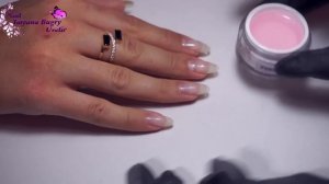 Коррекция гелем БЕЗ ОТСЛОЕК / Простой Дизайн с Блестками / НАРОЩЕННЫЕ Ногти под лак