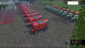 10 комбайнов и 10 тракторов работают на поле в Farming Simulator 15!!!