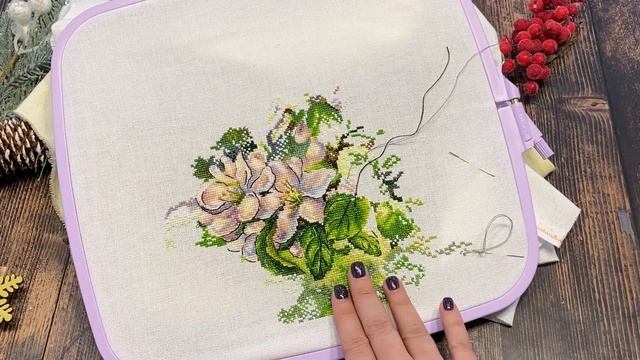 Вышивка крестом/Осенний мотив/Яблоневый сад/Семплер/Розы и фуксии. смотреть онлайн