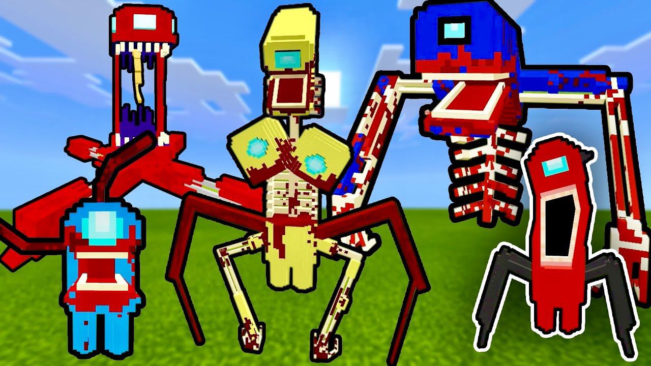 ВСЕ МОНСТРЫ АМОНГ АС В МАЙНКРАФТ Among Us Minecraft addon