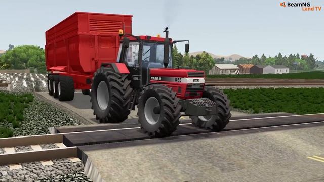 Cars and Trucks Crossing Train Tracks - Car vs Speed Bumps vs Rails - BeamNG.Drive