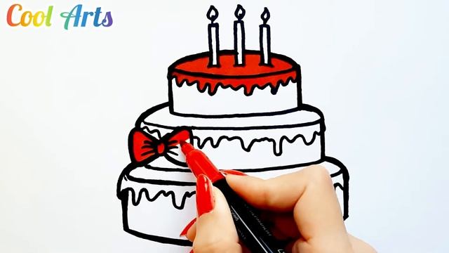 Как нарисовать Торт - Простой рисунок || Мультик раскраска для детей смотреть онлайн
