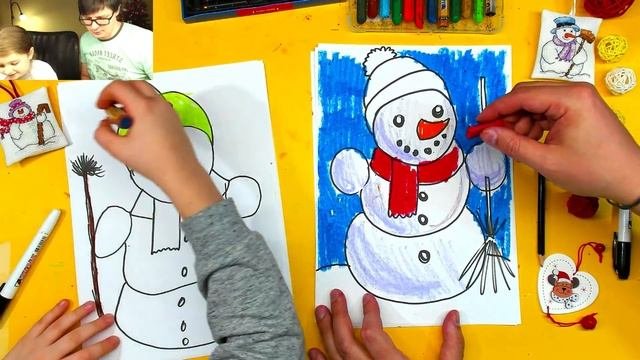 Как нарисовать СНЕГОВИКА для детей от РыбаКит