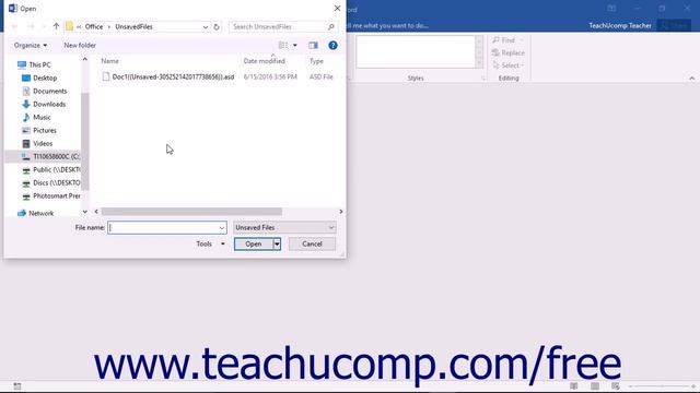 Word 2016 Tutorial Recovering Unsaved Documents Microsoft Training смотреть онлайн