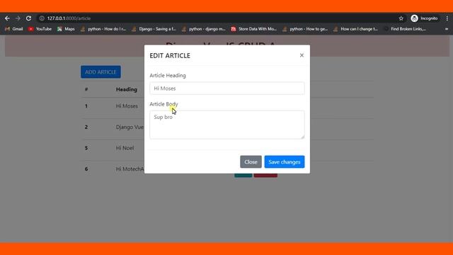 Django Vue JS CRUD App Trailer