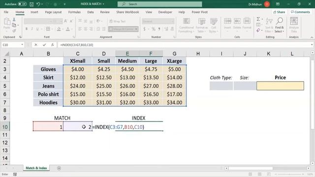 Excel Learning - INDEX AND MATCH FUNCTIONS - (with exercise file)