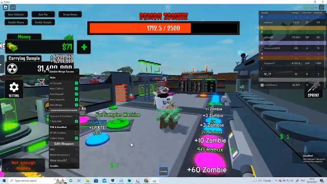 Roblox Zombie Merge Tycoon Script (PASTEBIN) смотреть онлайн