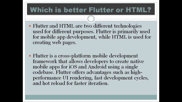 Which is better Flutter or HTML | Which is better HTML or Flutter?