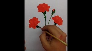 Как очень просто нарисовать букет гвоздик на 9 мая//ГВОЗДИКА КРАСКАМИ ОЧЕНЬ ПРОСТО