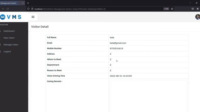 Visitor Management System — PHP and MySQL #phpprojectwithsourcecode  #cseprojects #phpprojects