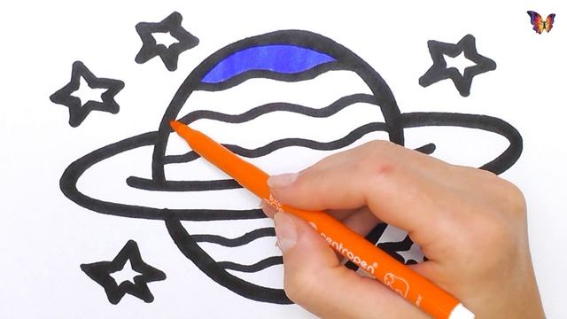 Как нарисовать и раскрасить планету и звезды для детей / Раскраски малышам.