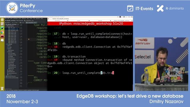 [RUS] Dmitry Nazarov: "EdgeDB workshop" / #PiterPy смотреть онлайн
