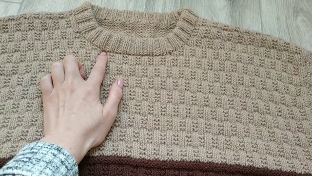 Стильный мужской джемпер спицами. Обзор. Как связала?