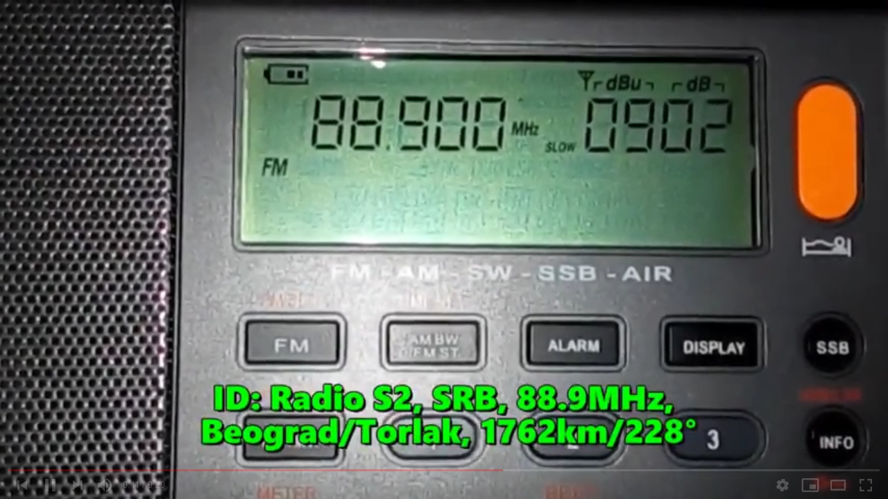 19.07.2020 05:37UTC, [Es], Radio S2, Сербия, 88.9МГц, 1762км