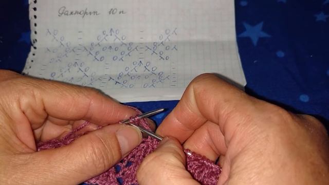 Ажурный узор спицами. Мелкий.