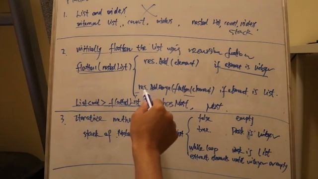 Recursion and relative iterative method - Flatten Nested List Iterator