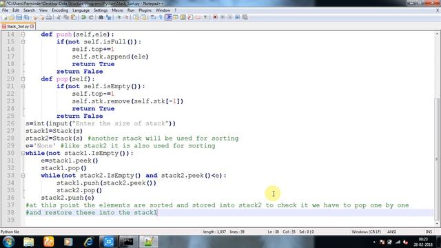 Sorting Stack Data Elements Using Python. смотреть онлайн