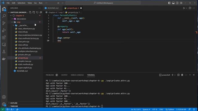 Python Course: 6.2.11 : The property decorator смотреть онлайн