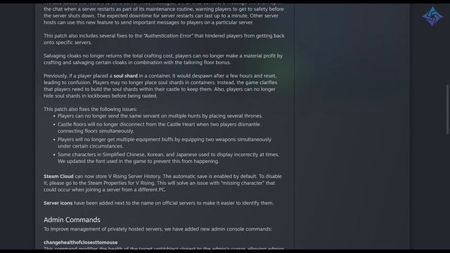 V Rising Update: Offline Mode, Admin Commands, and Critical Bug Fixes!